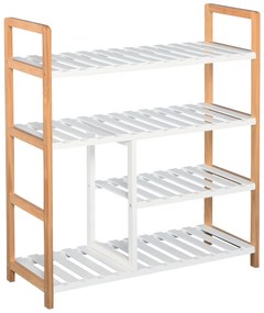 HOMCOM Etagère à Chaussures - etajeră de depozitare - Mobilier Pantofi 4 Nivele Lemn de pin rafturi cu lamele MDF Alb | Aosom Romania
