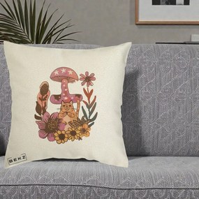 Perna Decorativa Ciuperca Pisica Boho, 40x40 cm, Ecru, Husa Detasabila, Perna Inclusa, BEKZ®