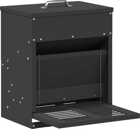 vidaXL Hrănitor cu pedale pentru pui Negru 33 x 42 x 40 cm