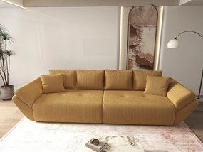 Canapea extensibilă dumonde cu ladă de depozitare si sezut confortabil din spuma high-density, Berlin Zoom Mustar 300x100 cm