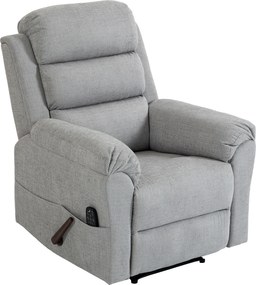 HOMCOM Fotoliu Reclinabil cu Masaj Manual  135°, Încălzire și 8 Puncte de Masaj, Chenille, 87x95x109 cm, Gri Deschis | Aosom Romania
