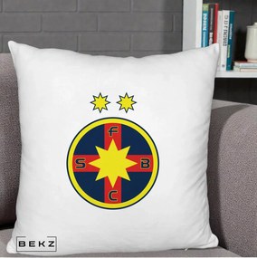 Perna Personalizata FCSB Fotbal Club Steaua Bucuresti, 40x40 cm, Alb Pufos, Husa Detasabila, Perna Inclusa, BEKZ®