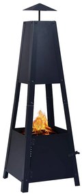 46648 vidaXL Vatră de foc, negru, 35 x 35 x 99 cm, oțel