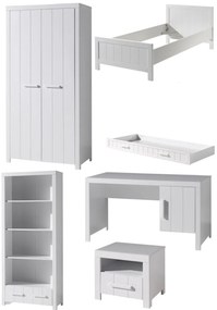Set Complet Cameră Copii ERIK: Pat 90x200 cm, Dulap 2 Uși, Birou, Bibliotecă, Noptieră și Sertar – Vipack