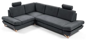 Colțar tapițat extensibil AVESTA, cu spațiu de depozitare, configurație L (stânga), antracit