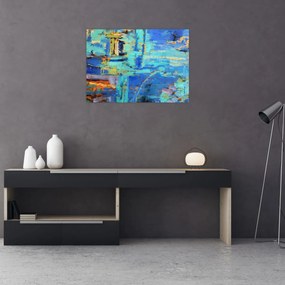 Tablou pe sticlă - pictură abstractă în ulei (70x50 cm)