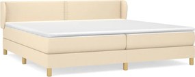 vidaXL Pat box spring cu saltea, crem, 200x200 cm, textil