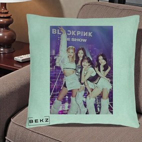 Perna Personalizata K-pop BLACKPINK The Show Concert cu 4 Membre pe Scena, 40x40 cm, Verde Menta, Husa Detasabila, Perna Inclusa, BEKZ®