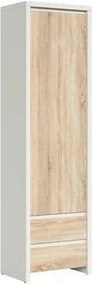 Dulap KASPIAN, stejar sonoma/alb, PAL, cu o usa si 2 sertare, 56x41x20