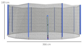 SPORTNOW Plasă Înlocuire Trambulină Rotundă 366cm, 8 Stâlpi Verticali, Tarc Rezervă Rezistent, Negru-Albastru | Aosom Romania