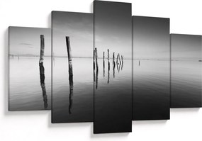 Tablou cu nivelul de lac alb negru (150x105 cm)
