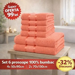 Set 6 Prosoape ROYAL Premium – 100% Bumbac Pieptănat, 550 g/mp, Ultra-Absorbante și Pufoase