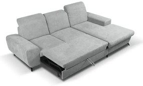 Colțar extensibil ALTA, tapițat, cu spațiu de depozitare, tip L, partea dreaptă, gri