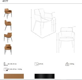 Scaun design LUX, Metal, Piele Sintetica Brown