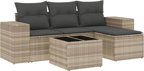 vidaXL Set canapele de grădină cu perne, 5 piese gri deschis poliratan