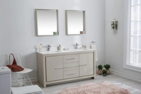 Set Mobilier Baie Superior 60, Include Dulap Baza cu Lavoar Dublu și 2 Oglinzi, 150 cm, Bej