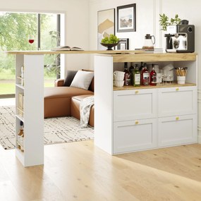 Masă de bar rotativă la 360°, Alb | Aosom Romania