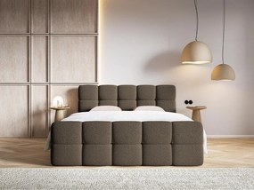 Pat matrimonial continental 140 cm Cirsten 140C (cu somieră și saltea) (cu sp. depozitare) (Bej). 1100161
