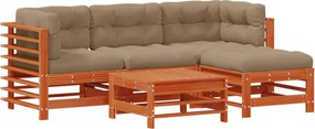 vidaXL Set de lounge pentru grădină 5 pcs Maro Ceară Lemn masiv de pin