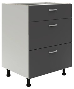 Corp Baza haaus, 3 Sertare, Antracit/Alb, 60 x 50 x 80 cm
