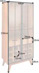 Vitrina cu spatiu depozitare sticle si pahare design industrial Seven Seas 150cm