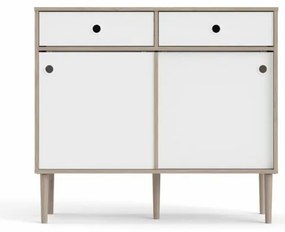 Tvilum Bufet cu 2 sertare in decor de stejar Culoare alb, ELISEO
