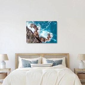 Tablou pe sticlă cu stânci și mare (70x50 cm)