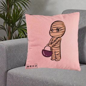 Perna Decorativa Halloween Mummy Kawaii cu Cos, 40x40 cm, Roz, Husa Detasabila, Perna Inclusa, BEKZ®