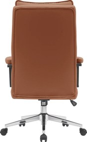 Scaun de birou, piele ecologică maro camel/crom, KAHIL
