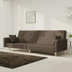 337330 vidaXL Canapea extensibilă cu 2 locuri, 2 perne, gri taupe, textil