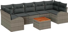 vidaXL Set de canapele pentru grădină 8 pcs Gri poliratan