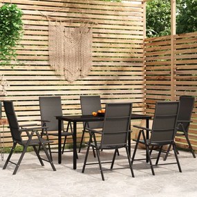 vidaXL Set de servit masa pentru grădină, 7 piese, negru