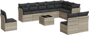 vidaXL Set canapele de grădină cu perne, 11 piese, gri, poliratan