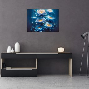 Tablou pe sticlă - Nuferi sub apă (70x50 cm)