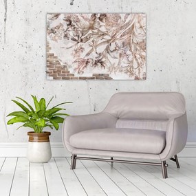 Tablou - Frescă florală pe un perete de cărămidă (90x60 cm)