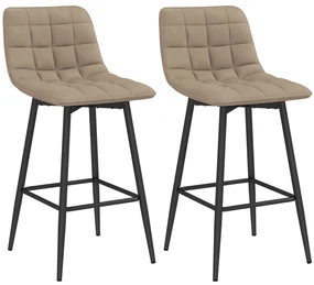 HOMCOM Scaune de bar nordic 84 cm maro din catifea si metal | Aosom Romania