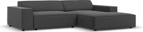 Coltar modular dreapta 3 locuri, Jodie, Micadoni Home, BL, 224x166x70 cm, catifea, gri