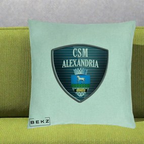 Perna Personalizata CSM Alexandria Fotbal, 40x40 cm, Verde Menta, Husa Detasabila, Perna Inclusa, BEKZ®