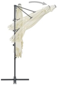 Umbrela suspendata cu stalp din otel, nisipiu, 250 x 250 cm Nisip, 250 x 250 cm