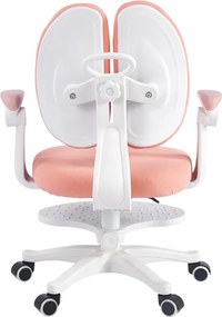 RESIGILAT- Scaun ergonomic pentru copii, spatar reglabil, suport picioare reglabil, rotativ, Roz