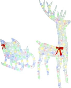 vidaXL Sanie cu ren cu 200 LED colorat 70 x 26 x 129 cm Acril