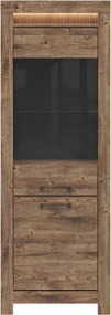 Vitrina TORIN, stejar, PAL/sticla securizata, 71x45x200 cm