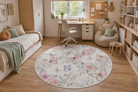 BAMBINO 61450 cerc covor lavabil Fluturi pentru copii anti-alunecare - cremă / roz