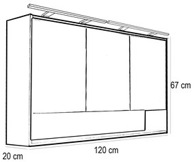 Dulap cu oglindă Luna 120, alb, superior