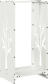 vidaXL Suport pentru lemne de foc alb 40x30x80 cm Oțel laminat la rece