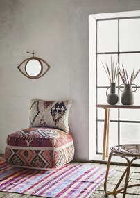 Pouf din lână țesut manual cu model kilim, 60×60×H30 cm, „Anara"