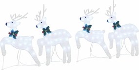 vidaXL Reni LED 4 pcs Argintiu țesătură