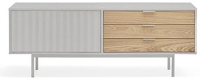 Comodă TV gri/în culoare naturală cu aspect de lemn de stejar 140x52 cm Sierra – Teulat
