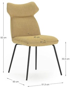 Scaune de dining galben-muștar 2 buc. Dara – Marckeric