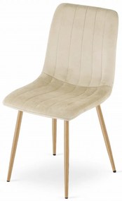 Set de masa 1 + 4, masa de dining alba ADRIA 120x80 cm + scaun de catifea crem LAVA